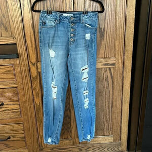 KanCan | Distressed Skinny Jeans with Cheetah peeking through | womens size 3/25